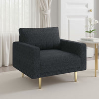 Remy Accent Sofa Chair, Black Boucle Seat with Metallic Undertone, Gold Legs - BM339216