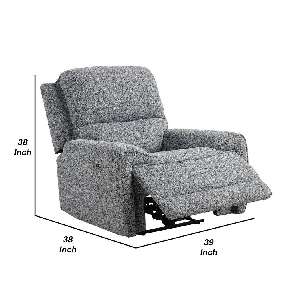 Cote Power Recliner Chair, Gray Boucle, Pillow Top Arms, Solid Wood - BM339223