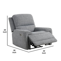 Cote Power Recliner Chair, Gray Boucle, Pillow Top Arms, Solid Wood - BM339223