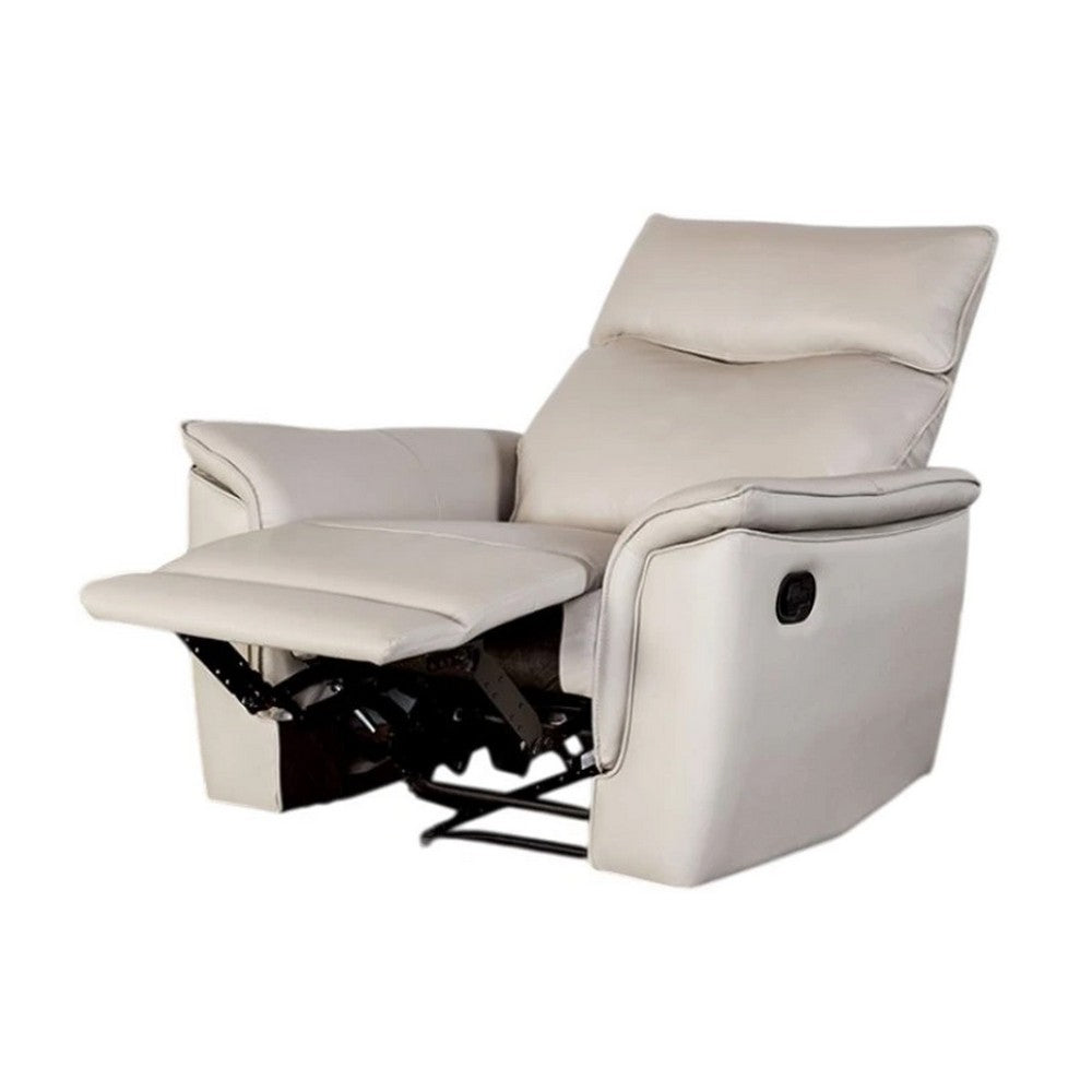 Lenne Manual Recliner Chair, Taupe Leather Match, Padded Arms - BM339224