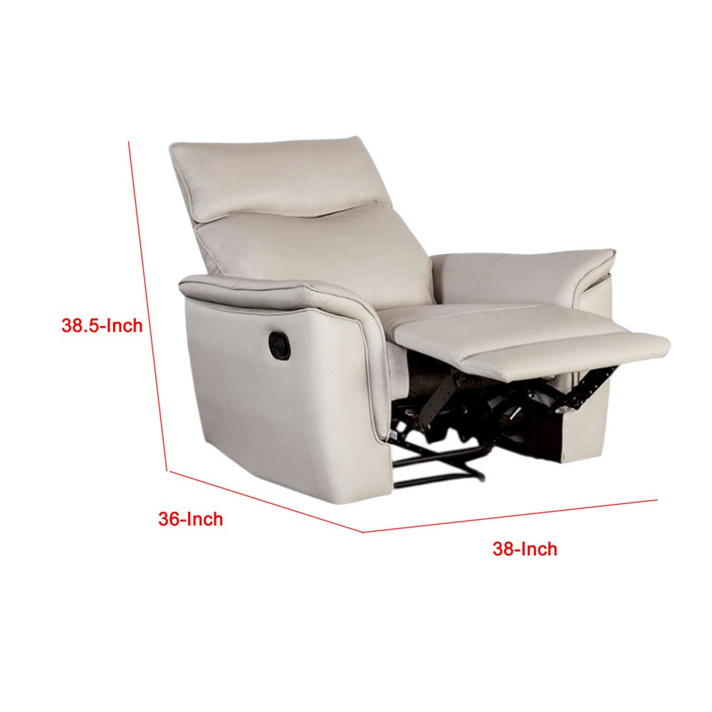 Lenne Manual Recliner Chair, Taupe Leather Match, Padded Arms - BM339224