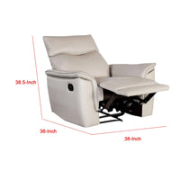 Lenne Manual Recliner Chair, Taupe Leather Match, Padded Arms - BM339224