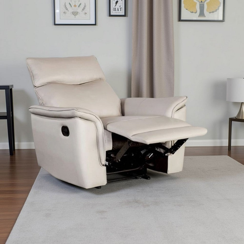 Lenne Manual Recliner Chair, Taupe Leather Match, Padded Arms - BM339224