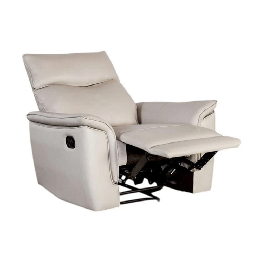 Lenne Manual Recliner Chair, Taupe Leather Match, Padded Arms - BM339224