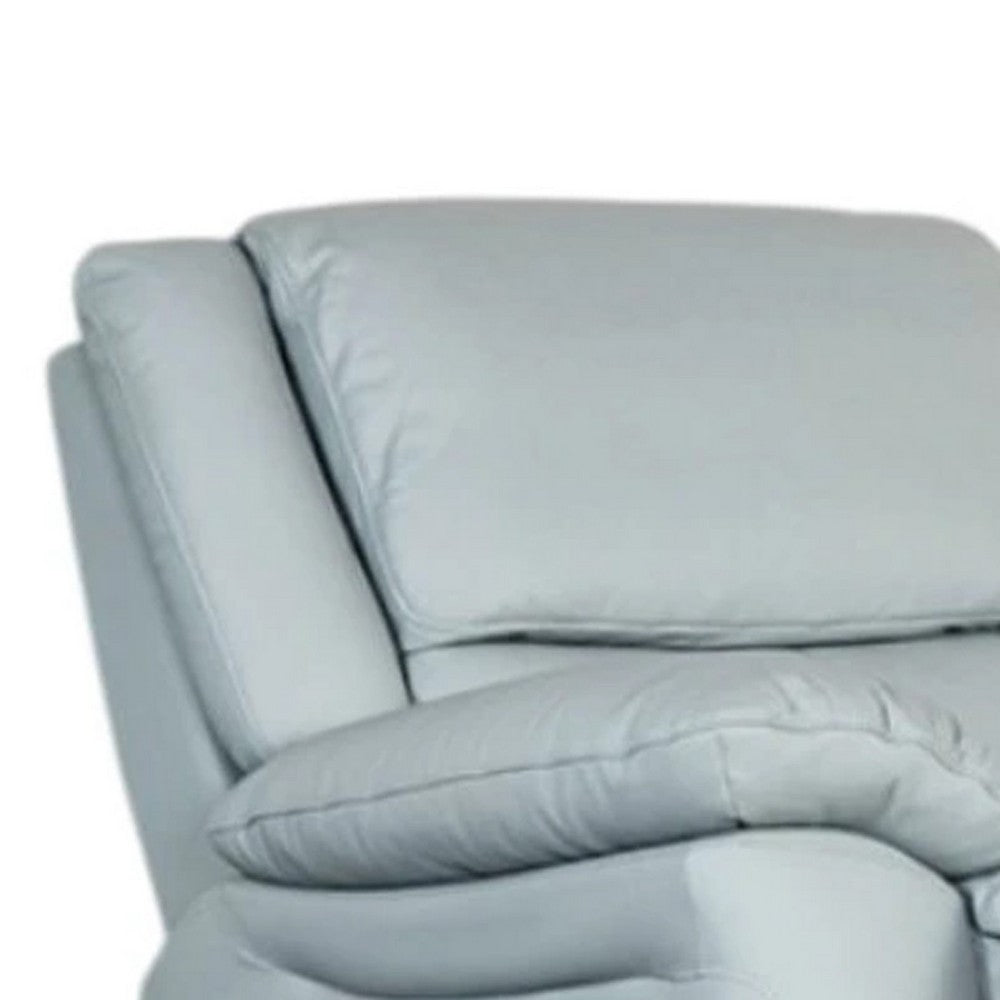 Larus Manual Recliner Chair, Powder Blue Leather Match, Pillow Arms - BM339225