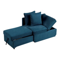 Bernie Modular Convertible Chair Futon, Teal Blue Fabric, Seat w Storage, 2 Pillows - BM339231