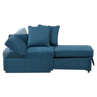 Bernie Modular Convertible Chair Futon, Teal Blue Fabric, Seat w Storage, 2 Pillows - BM339231