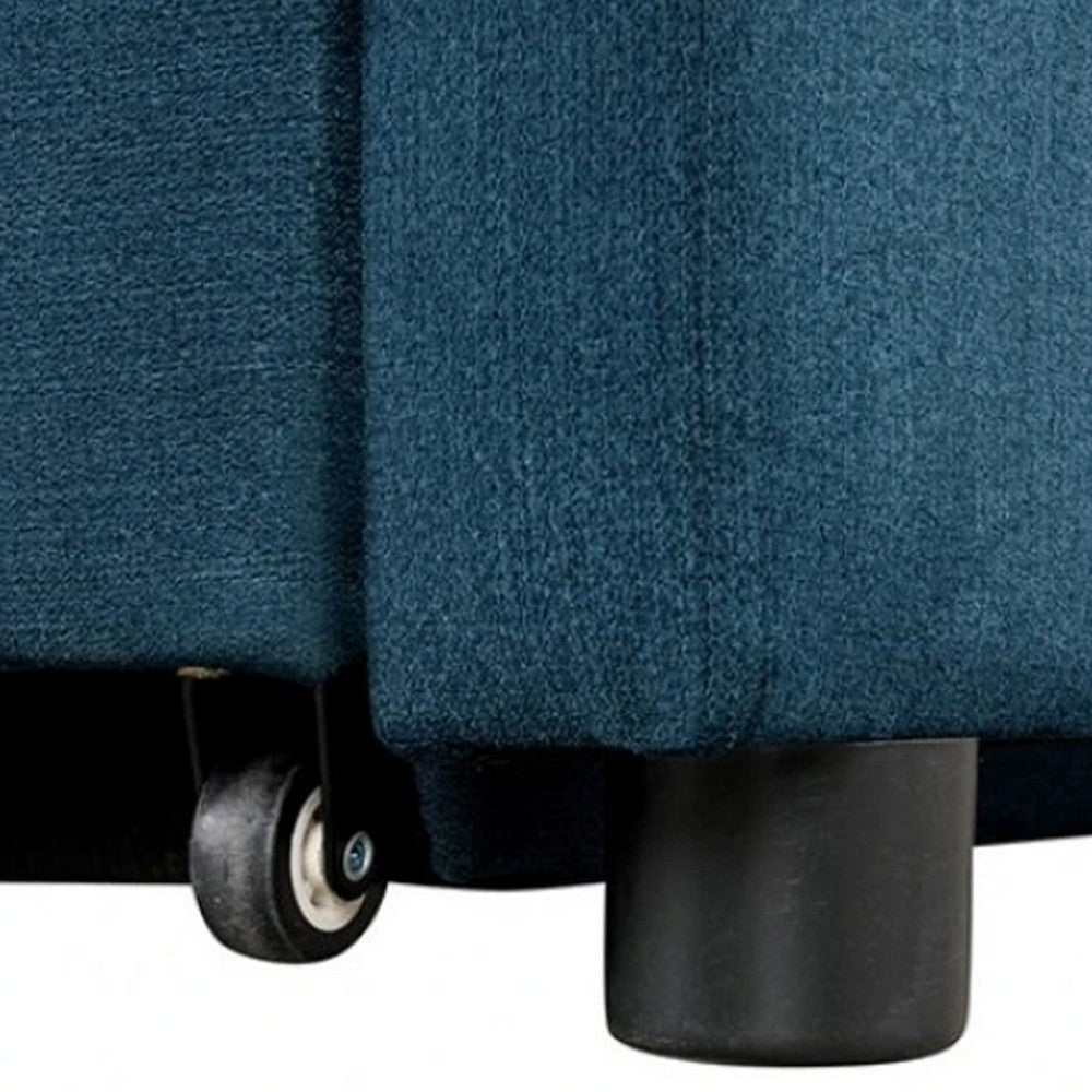 Bernie Modular Convertible Chair Futon, Teal Blue Fabric, Seat w Storage, 2 Pillows - BM339231