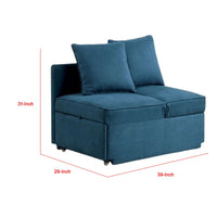 Bernie Modular Convertible Chair Futon, Teal Blue Fabric, Seat w Storage, 2 Pillows - BM339231