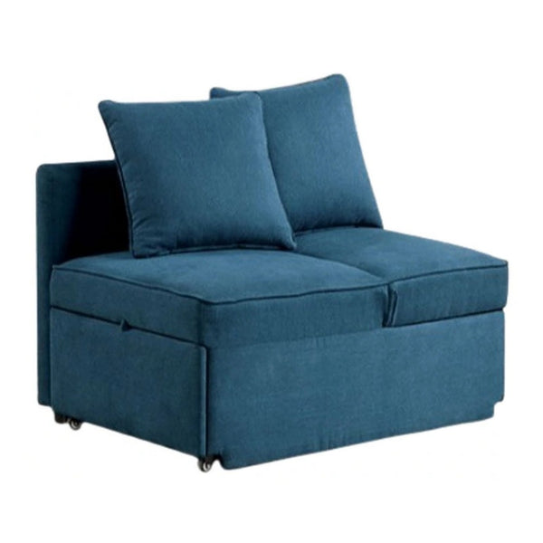 Bernie Modular Convertible Chair Futon, Teal Blue Fabric, Seat w Storage, 2 Pillows - BM339231