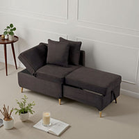 Bernie Modular Convertible Chair Futon, Gray, Multiple Configurations, 2 Pillows - BM339232