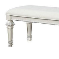 Miamy Bench, Cream White Wood Frame, Textured Fabric, 55 Inch - BM339233