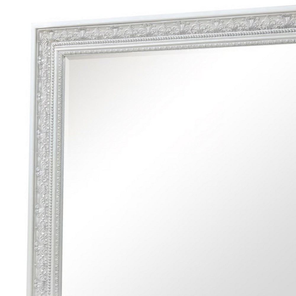 Miamy Dresser Mirror, 44 Inch Cream White Wood Frame, Bevelled Edge - BM339234