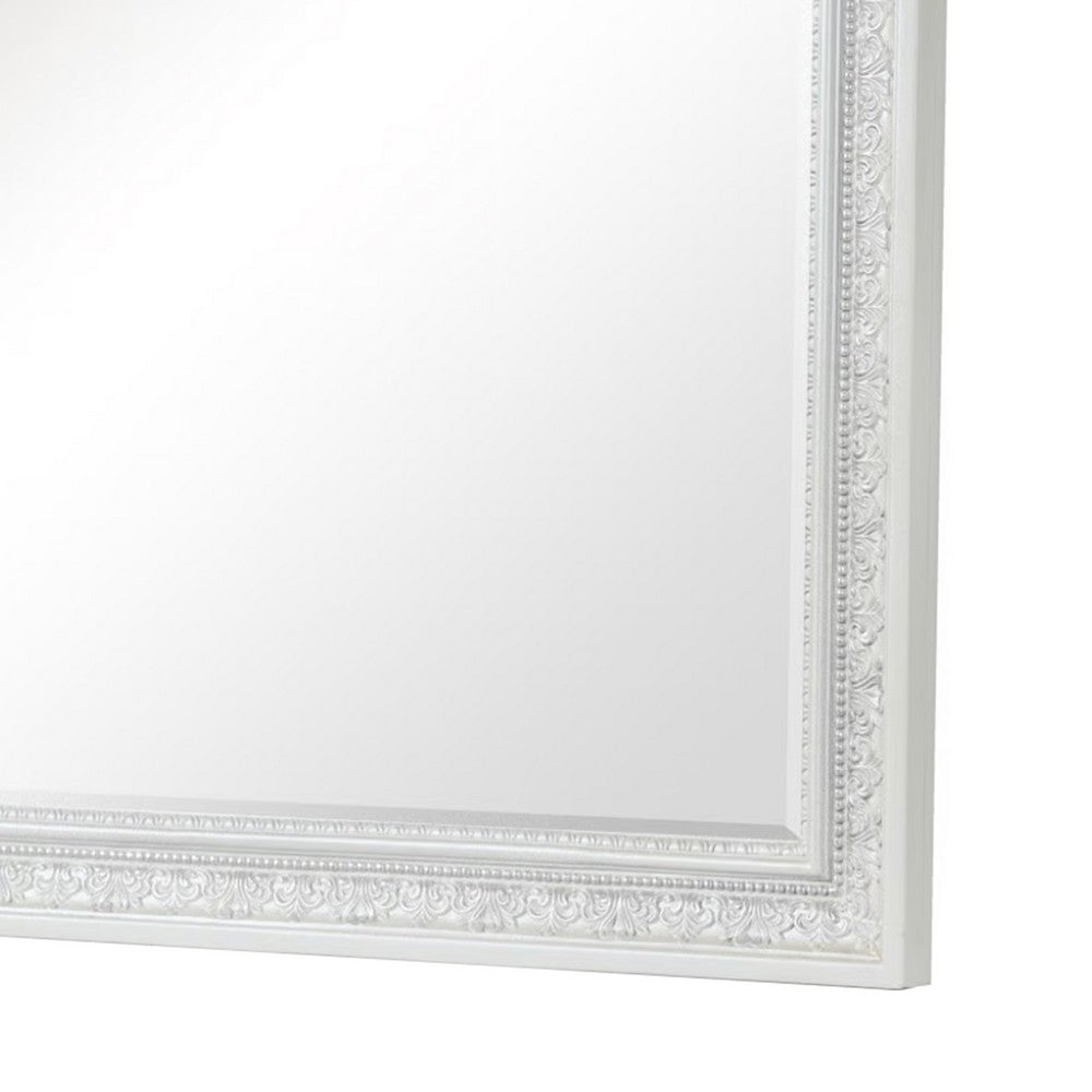 Miamy Dresser Mirror, 44 Inch Cream White Wood Frame, Bevelled Edge - BM339234