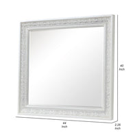 Miamy Dresser Mirror, 44 Inch Cream White Wood Frame, Bevelled Edge - BM339234