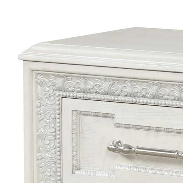 Miamy Nightstand, USB, 2 Drawers, Cream White Wood, 29 Inch - BM339235