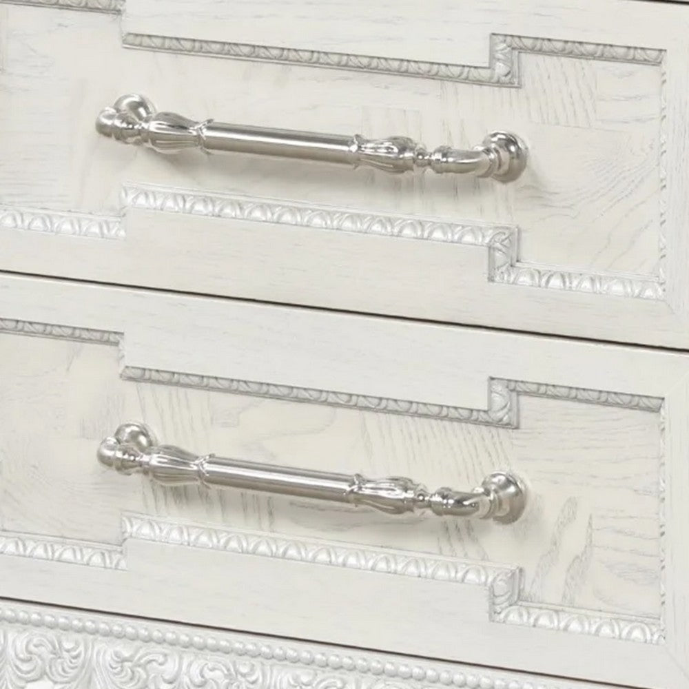 Miamy Nightstand, USB, 2 Drawers, Cream White Wood, 29 Inch - BM339235