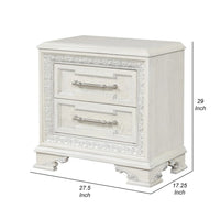 Miamy Nightstand, USB, 2 Drawers, Cream White Wood, 29 Inch - BM339235