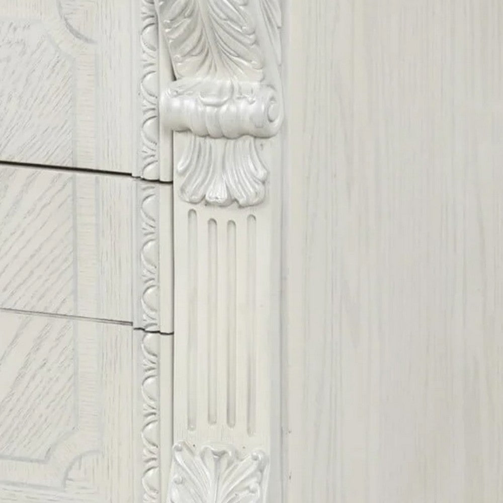 Naddy Nightstand, 2 Drawers, USB, Wire Brushed White Wood, 30 Inch - BM339237