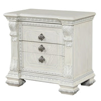 Naddy Nightstand, 2 Drawers, USB, Wire Brushed White Wood, 30 Inch - BM339237