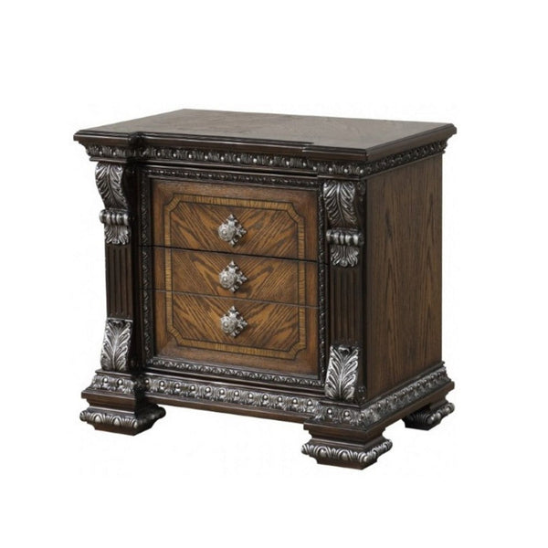 Naddy Nightstand, Hidden Drawer USB A-C, Espresso Brown Wood, 30 Inch - BM339239