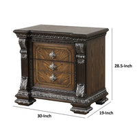 Naddy Nightstand, Hidden Drawer USB A-C, Espresso Brown Wood, 30 Inch - BM339239