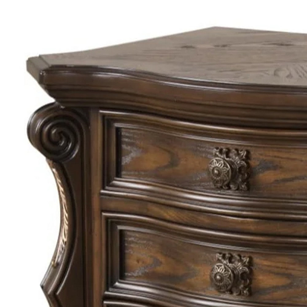 Leova Nightstand, 2 Drawers, USB A-C, 31 Inch Dark Brown Wood - BM339241