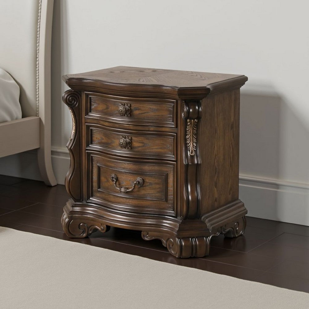Leova Nightstand, 2 Drawers, USB A-C, 31 Inch Dark Brown Wood - BM339241