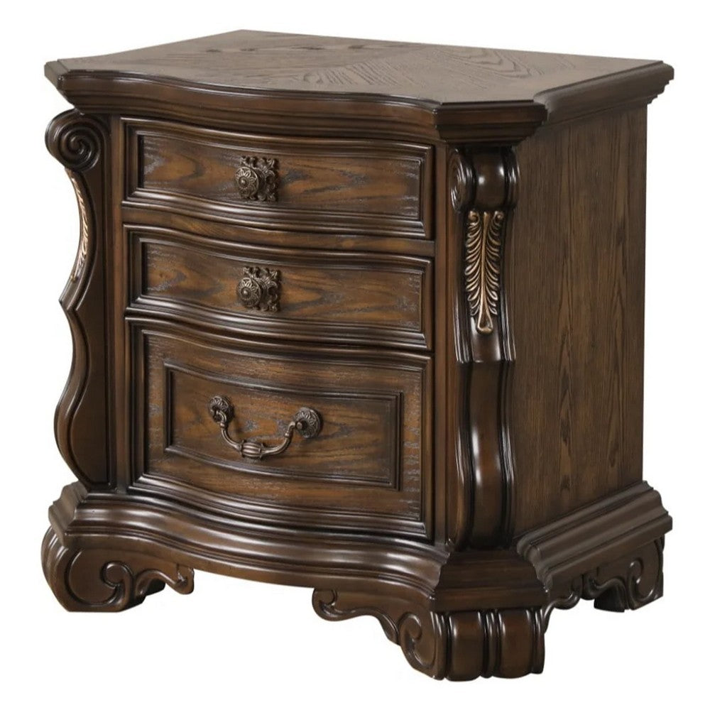 Leova Nightstand, 2 Drawers, USB A-C, 31 Inch Dark Brown Wood - BM339241