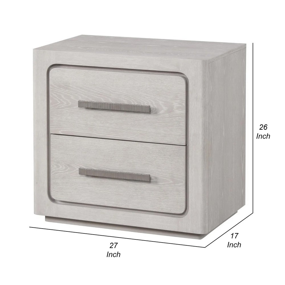 Thorne Nightstand, White Oak Solid Rubberwood, 27 Inch - BM339243