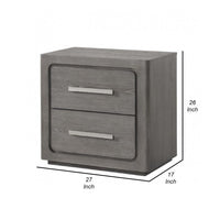 Thorne Nightstand, 2 Drawers with Top Felt Lining, Warm Gray, 27 Inch - BM339245