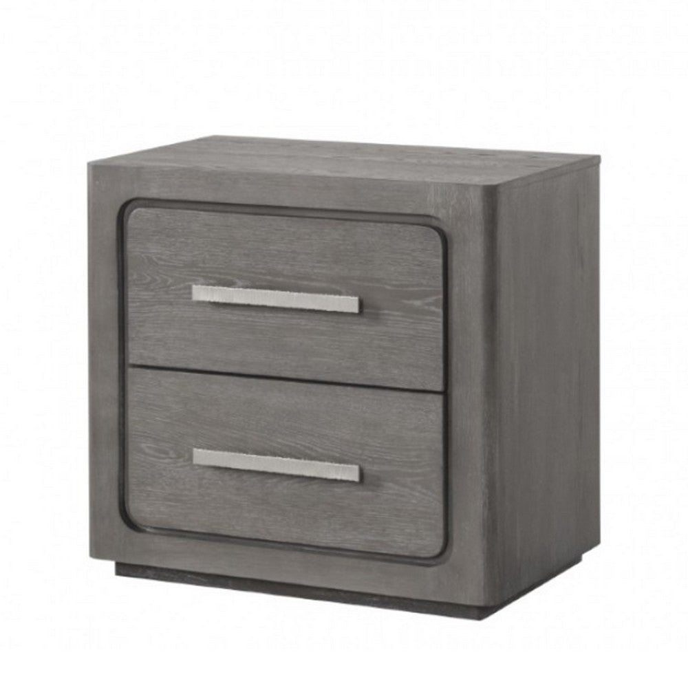 Thorne Nightstand, 2 Drawers with Top Felt Lining, Warm Gray, 27 Inch - BM339245