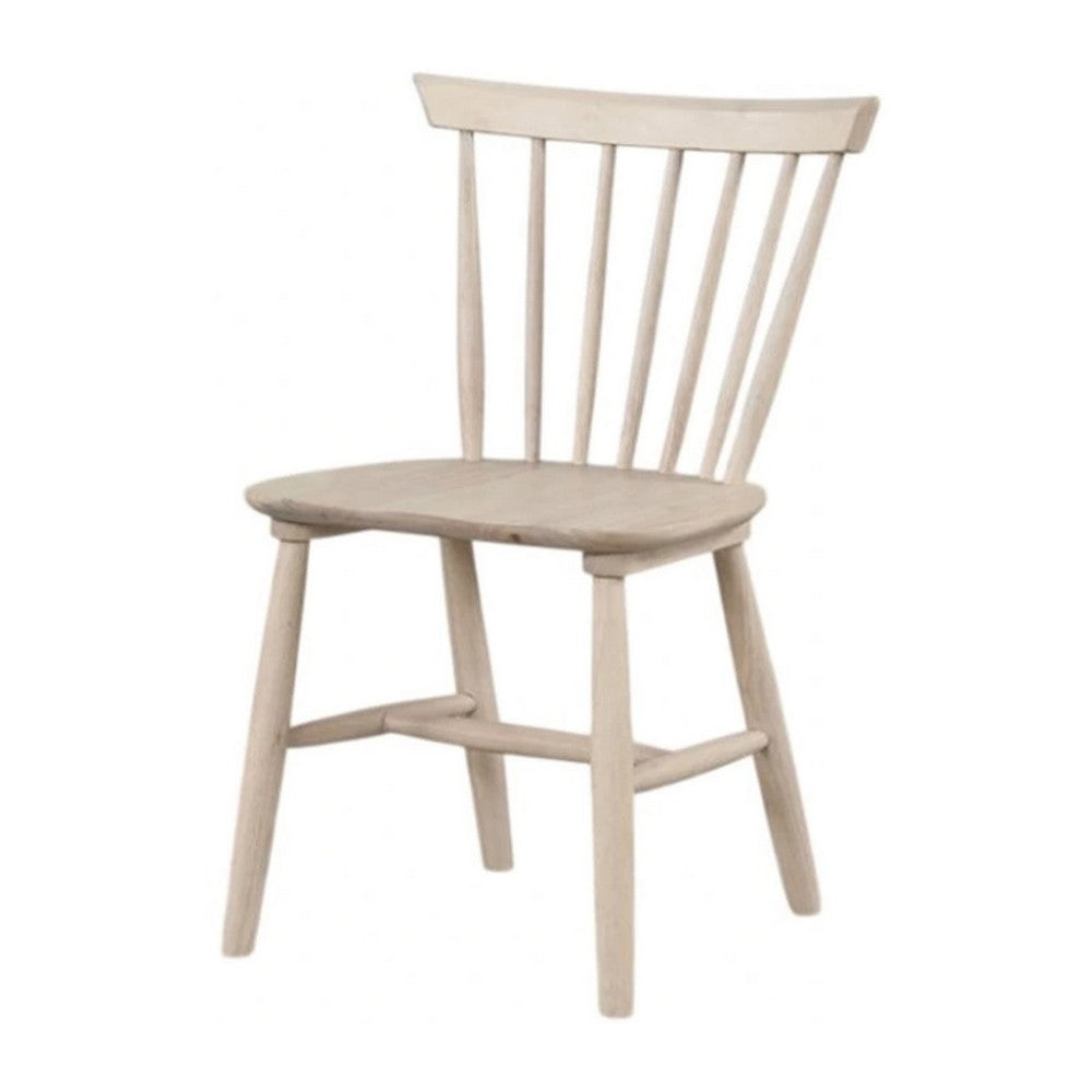 Baylee Side Dining Chair Set of 2, Spindle Back, Tapered Legs, White Oak Wood - BM339247