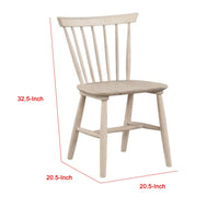 Baylee Side Dining Chair Set of 2, Spindle Back, Tapered Legs, White Oak Wood - BM339247