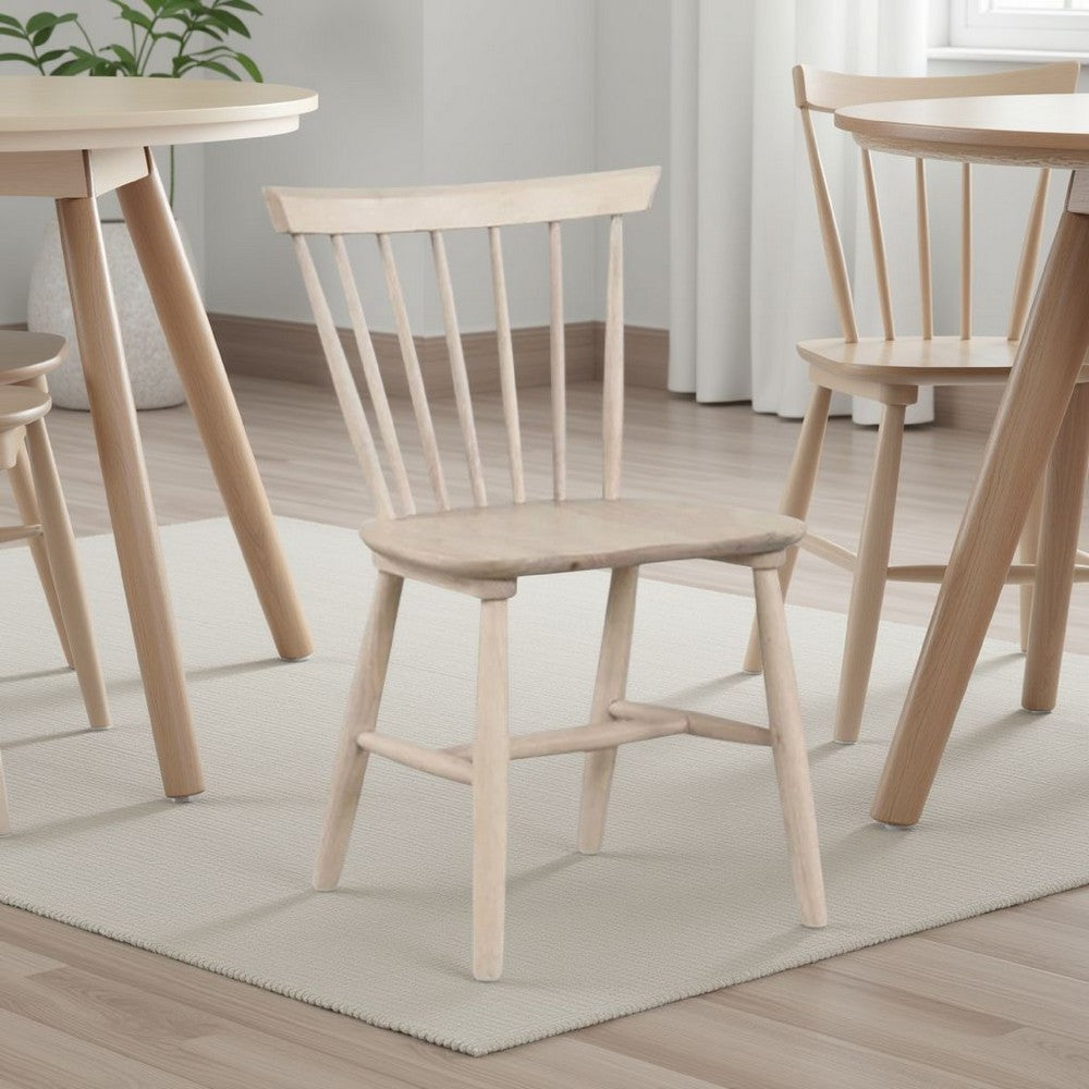 Baylee Side Dining Chair Set of 2, Spindle Back, Tapered Legs, White Oak Wood - BM339247