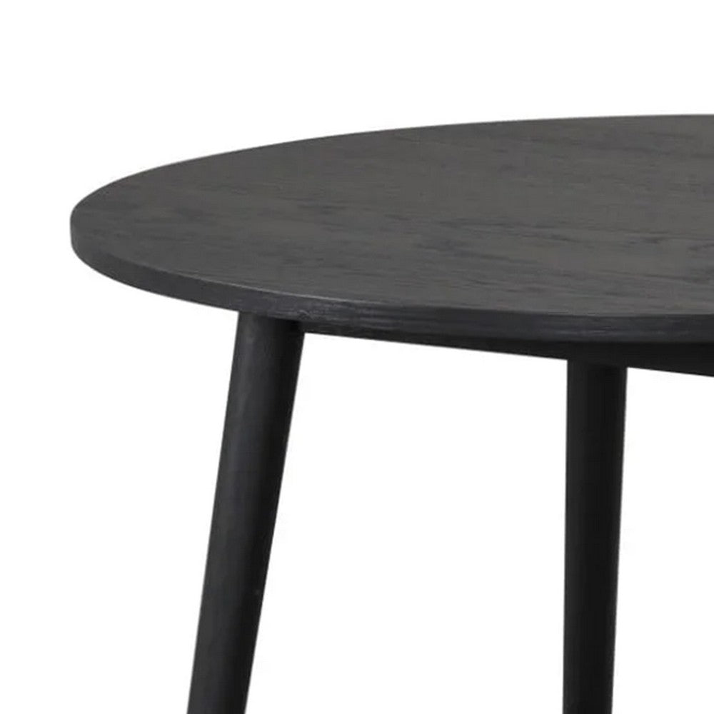 Yely Round Dining Table, Shaker-Style Legs, Black Rubberwood, 42 Inch - BM339248