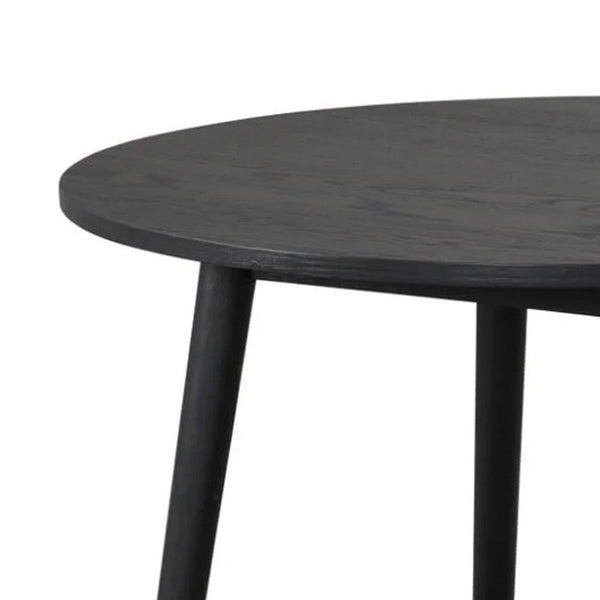 Yely Round Dining Table, Shaker-Style Legs, Black Rubberwood, 42 Inch - BM339248