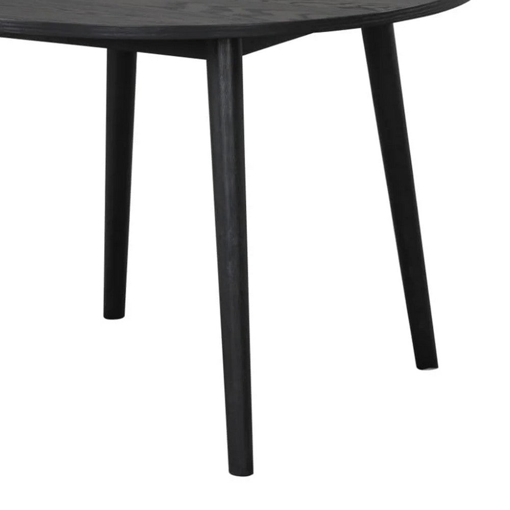 Yely Round Dining Table, Shaker-Style Legs, Black Rubberwood, 42 Inch - BM339248