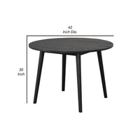 Yely Round Dining Table, Shaker-Style Legs, Black Rubberwood, 42 Inch - BM339248