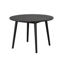 Yely Round Dining Table, Shaker-Style Legs, Black Rubberwood, 42 Inch - BM339248