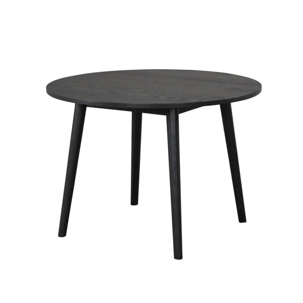 Yely Round Dining Table, Shaker-Style Legs, Black Rubberwood, 42 Inch - BM339248