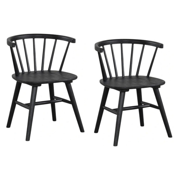 Yely Side Dining Chair Set of 2, Spindle Back, Shaker Legs, Black Rubberwood - BM339249
