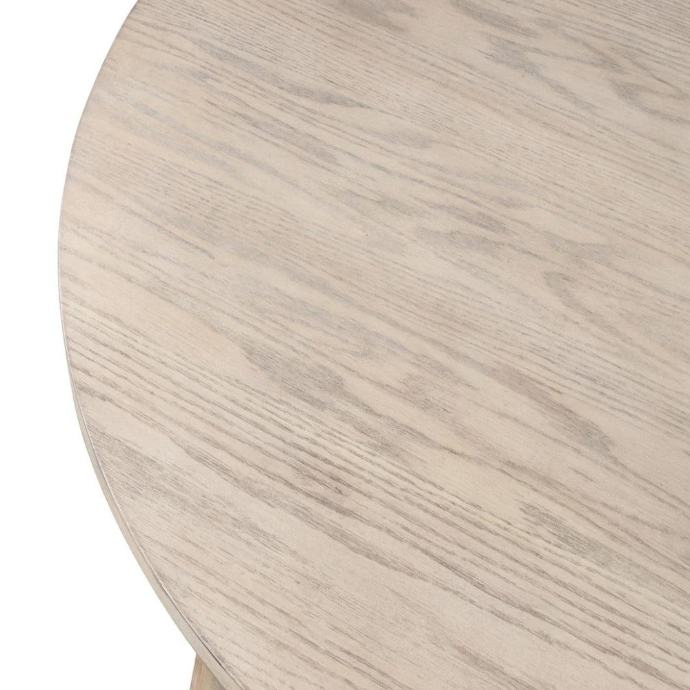 Yely Round Dining Table, Shaker-Style Legs, Natural Oak Rubberwood, 42 Inch - BM339250