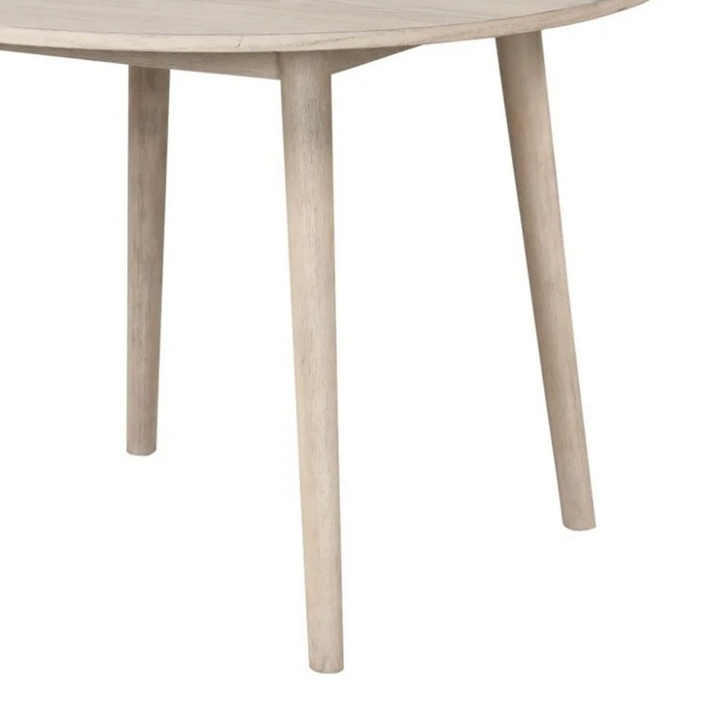 Yely Round Dining Table, Shaker-Style Legs, Natural Oak Rubberwood, 42 Inch - BM339250