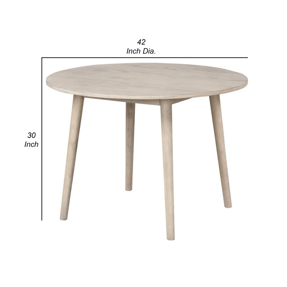 Yely Round Dining Table, Shaker-Style Legs, Natural Oak Rubberwood, 42 Inch - BM339250