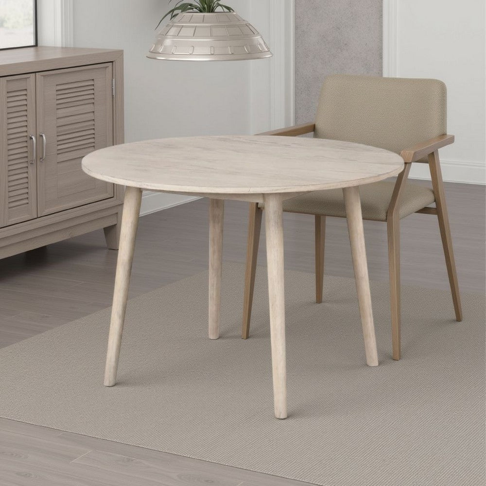 Yely Round Dining Table, Shaker-Style Legs, Natural Oak Rubberwood, 42 Inch - BM339250