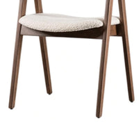 Ebik Side Dining Chair Set of 2, Curve Panel Back, Walnut Brown Wood, Beige Boucle - BM339253