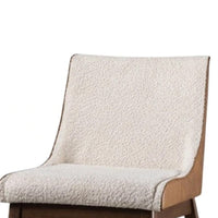 Iken Side Dining Chair Set of 2, Curved Panel Back, Walnut Brown Wood, Beige - BM339255