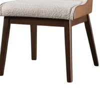 Iken Side Dining Chair Set of 2, Curved Panel Back, Walnut Brown Wood, Beige - BM339255