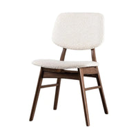 Lexy Side Dining Chair Set of 2, Angled Legs, Walnut Brown Solid Wood, Beige Boucle - BM339256